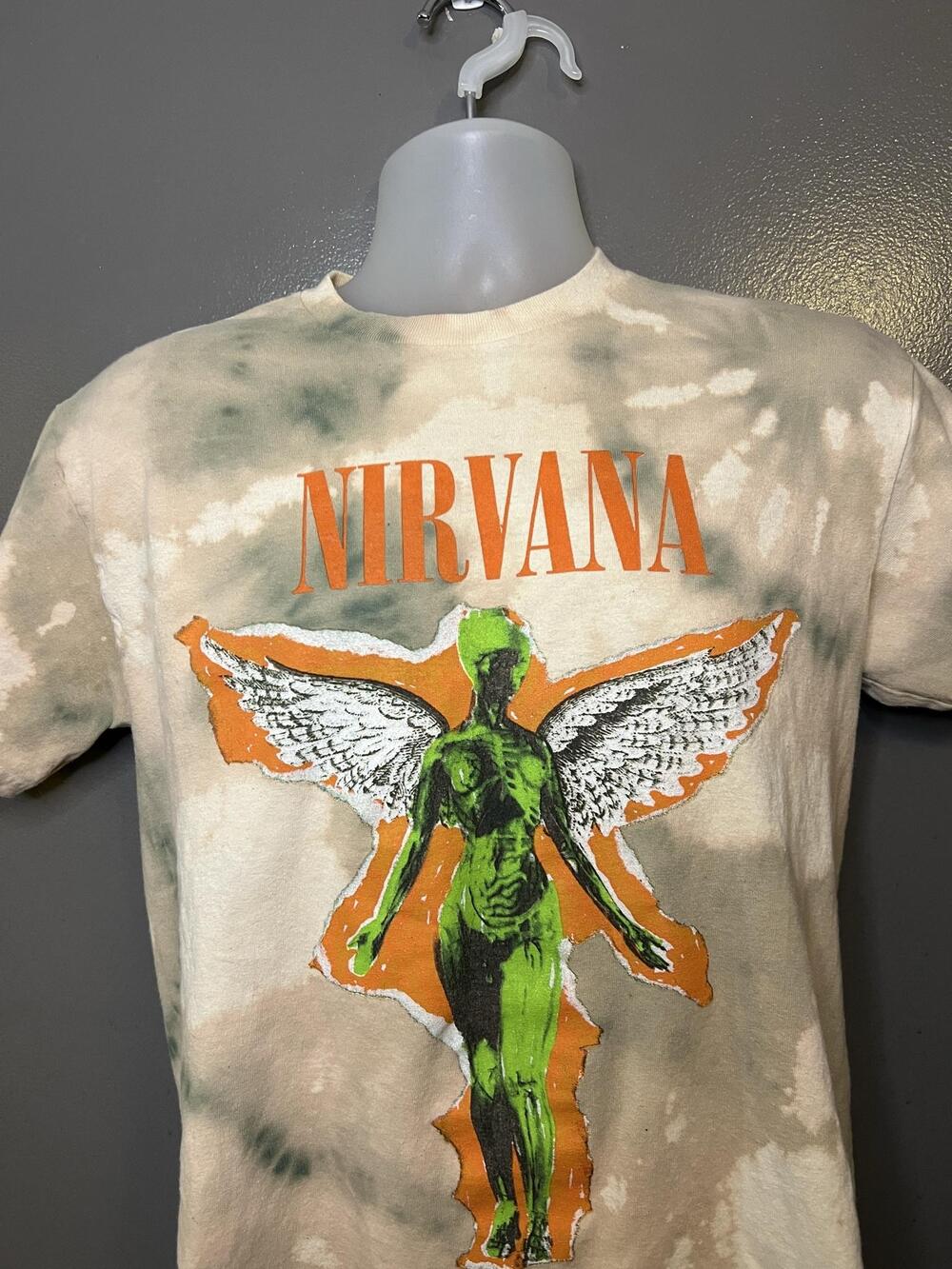 Nirvana Shirt Mens Medium Multicolor Tie Dye In Utero Angel Graphic Band Tee